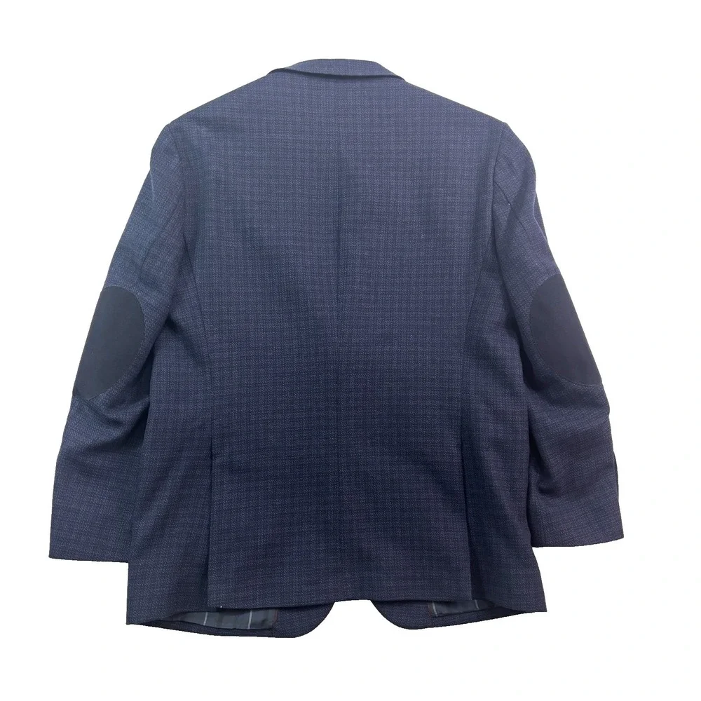 Jos A Bank 42R Navy Blue Check Flannel Wool Blazer Jacket Sport‎ Suit Coat 1905